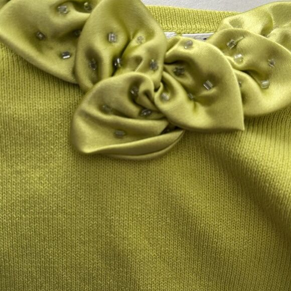Ravel V Neck Satin Beaded Floral Trim Citron Color SZ XL - Picture 7 of 8
